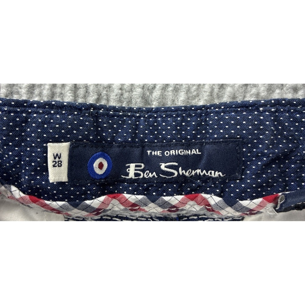 Ben Sherman The Original Men's Navy Blue Micro Dot Chico Shorts W28 100% Cotton - Picture 5 of 9
